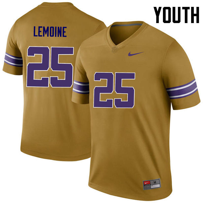 Youth LSU Tigers #25 T.J. Lemoine College Football Jerseys Game-Legend
